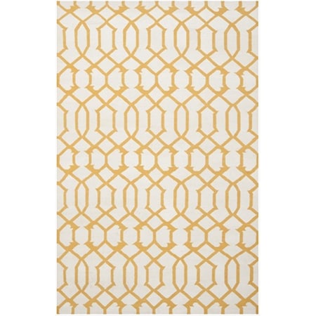 Safavieh 9 x 12 ft. Large Rectangle- Contemporary Dhurries Ivory And Yellow Flatweave Rug DHU753C-9